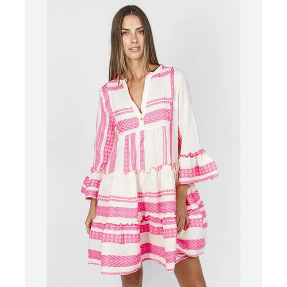 Sophia Tori Dress Hot Pink Women’s S/M, Flowy BohoCore Embroidered Made in Italy - Picture 1 of 10